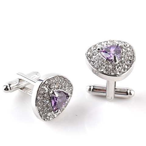 Luxury Purple White Black Crystal Cufflinks for Women Men Shirt High Quality French Cuff Links Casual Jewelry Gifts Cuff Button ► Photo 1/6