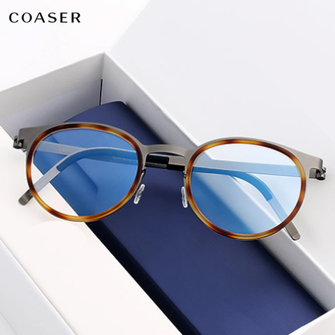 Brand Design Titanium Glasses Frame Men metal Vintage Round prescription eyewear Myopia optical eyeglasses spectacle ► Photo 1/6