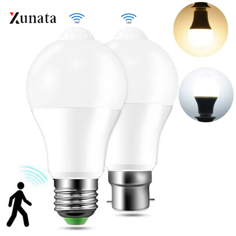 Smart Motion Sensor LED Bulb Light 110V 220V B22 E27 LED Lamp PIR Motion Detection Body Induction Auto ON/OFF 6W 12W Led Bulbs ► Photo 1/6