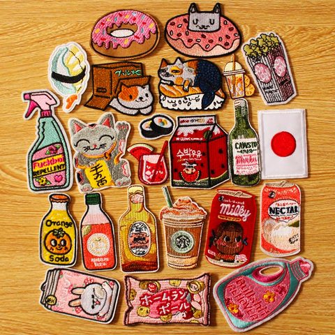Japan Anime/Embroidery Patch DIY Hook Loop Embroidered Patches For Clothing Cartoon Bottle Patch Iron on Patches Clothes Parches ► Photo 1/6
