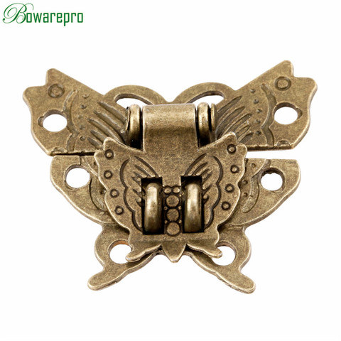 bowarepro 2Pcs Antique Bronze Hasp Latch Jewelry Wooden Box Cabinet Buckle Case Lock Butterfly Design Furniture Hardware 39*45MM ► Photo 1/6