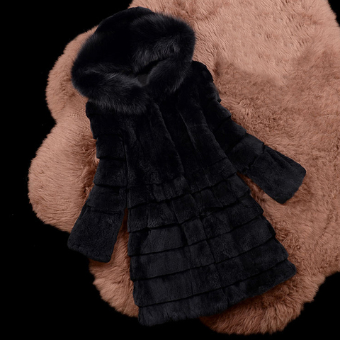 Brand Fur Factory High Quality Pure Real Fur Coat Rabbit Fur Hood With Natural Fox Fur Collar Classical Women Clothes  sr630 ► Photo 1/1