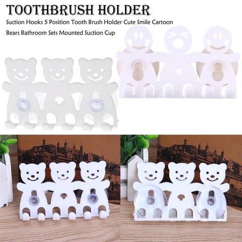 Toothbrush Holder Wall Mounted Suction Cup 5 Position Cute Cartoon Bathroom Sets