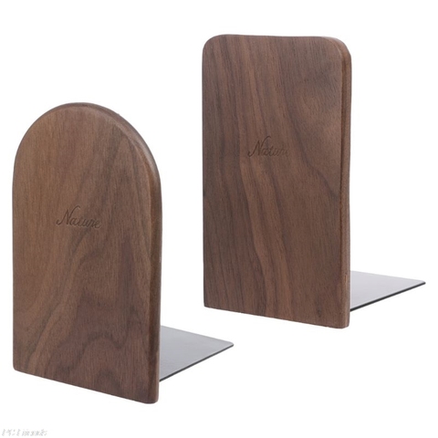 Walnut Wood Book Stand Desktop Organizer Desktop Office Home Bookends Book Ends Stand Holder Shelf 13x8cm ► Photo 1/6