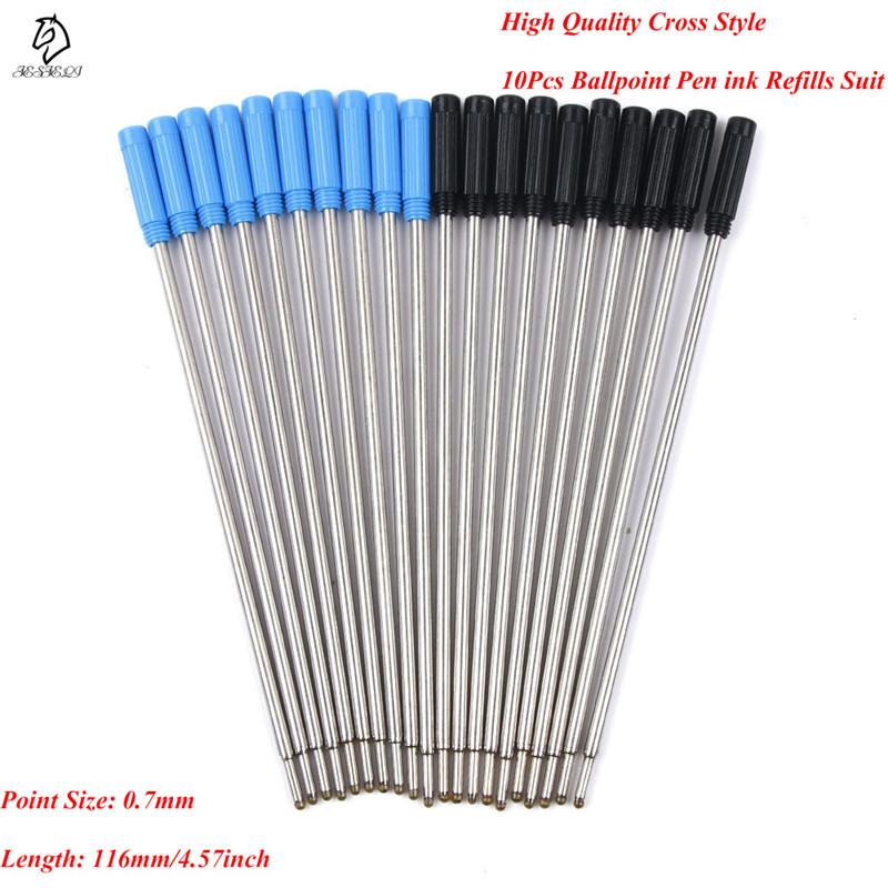 100 Pcs 0.7mm Blue Ink Retractable Pen Refills Ballpoint Supply Refill School 