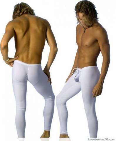 male tight-fitting basic trousers solid color legging 100% cotton long johns easy care anti-wrinkle ► Photo 1/1