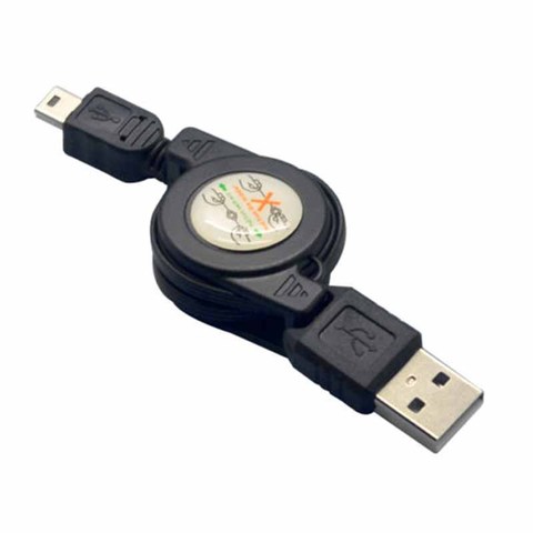 Hot Black Retractable USB A Male to Mini USB B 5-Pin Charging Sync Data Cable NEW ► Photo 1/3