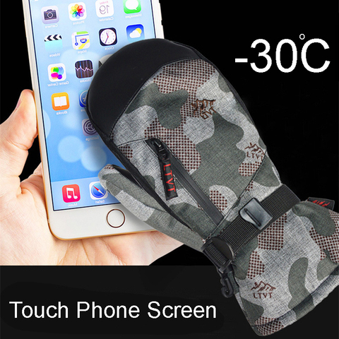 High quality -30 Winter Warm Professional Snowboard Ski Gloves Waterproof Touch Phone Screen Thermal Mittens Skiing snowmobile 2 ► Photo 1/6