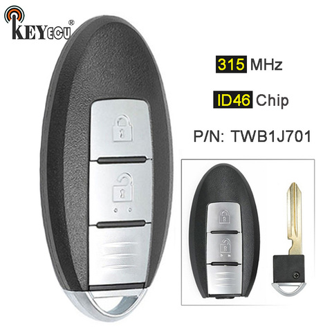 KEYECU 315MHz ID46 Chip TWB1J701 85E3-1HH0D Smart Remote Car Key Fob 2 Button for Nissan March K13 Micra K13 Leaf ► Photo 1/3