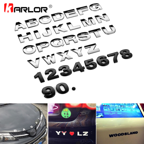 25mm Car Auto Chrome Metal DIY 3D ARC Letters Digital Alphabet Emblem Decoration Car Stickers Logo Automobiles Car Accessories ► Photo 1/6