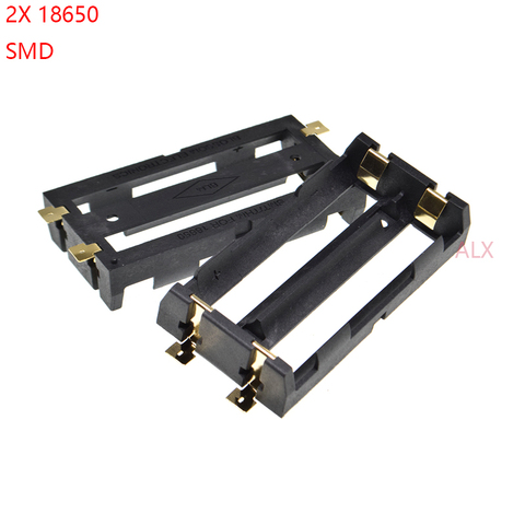 1PCS 2x 18650 battery holder smd smt Batteries case Storage Box With Bronze Pins 2 slot 2*18650 Rechargeable Battery Shell ► Photo 1/6