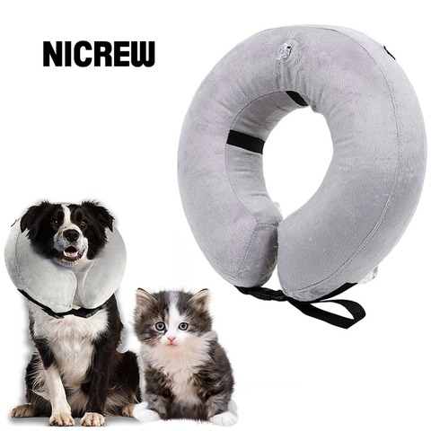 Nicrew Protection Medical Cone Collar  Inflatable Pet Collar Health Dog Cat Vet Approved Elizabethan Wound Healing E-Collar S-L ► Photo 1/6