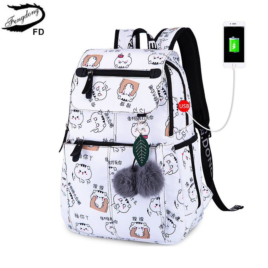 FengDong school bags for teenage girls schoolbag children backpacks cute animal 