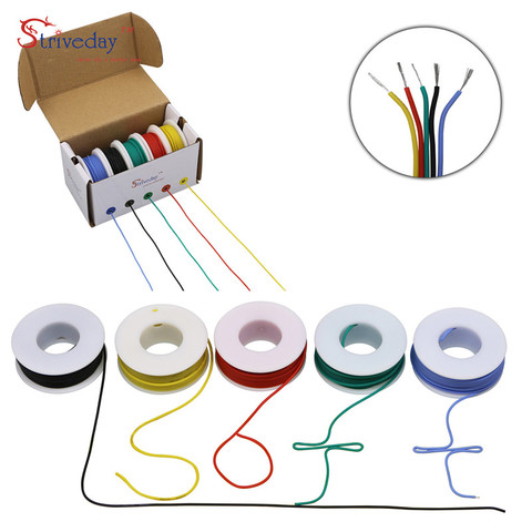 30AWG 50meters  5 color Mix box 1 box 2 package Flexible Silicone Cable Wire Tinned Copper stranded wire Electrical Wires DIY ► Photo 1/6