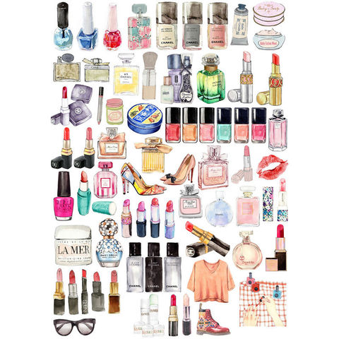 2 PCS Lipsticks and Shoes Makeup Uncut Sketchbook Diary Sticker Pack Bullet Journal Stickers Scrapbooking Cute Supplies vv ► Photo 1/6