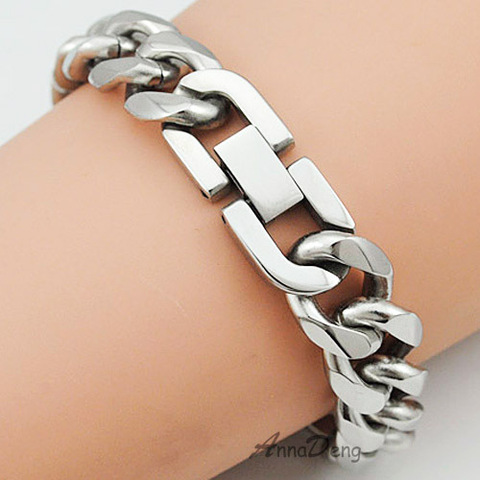 CHIMDOU 21cm 13mm Cool Fashion High Quality Stainless Steel Pop Punk Rock Style Round Chain Link Bracelet Men Jewelry AB713 ► Photo 1/6