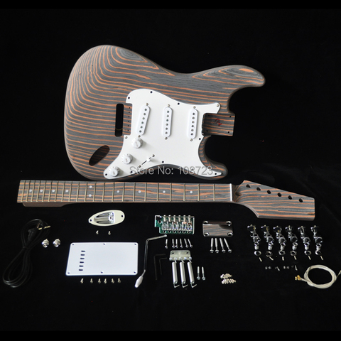 DIY Electric Guitar Kit with Zebrawood Body Zebra Wood Neck and Fingerboard 22 Fret S S S Pickups Builder Kits ► Photo 1/4