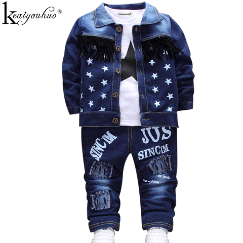 Children Clothing Autumn Winter Boys Sport Suit Baby Boys Clothes Boys Sets Kids Clothes Denim Jacket+T-shirt+Jeans 3Pcs Outfits ► Photo 1/6