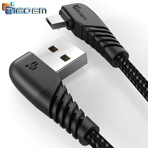 Micro USB Cable 2A Fast Charger USB Cord Tiegem 90 degree elbow Nylon Braided Data Cable for Samsung/Sony/Xiaomi Android Phone ► Photo 1/6