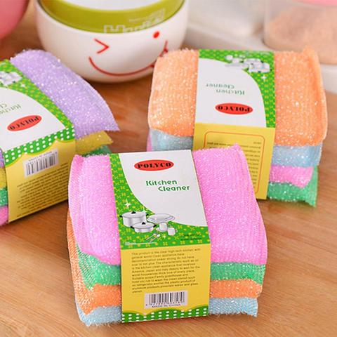 Kitchen nonstick oil scouring pad oil cleaning cloth washing cloth to wash cloth towel brush bowl cloth sponge 4 pcs ► Photo 1/6