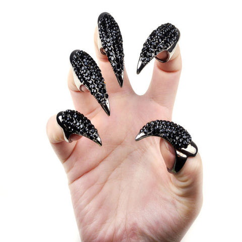 1PCS Fashion Exquisite Gothic Punk Cool Rock Eagle Claw Crystal Rhinestones Finger Nail Hook Ring Jewerly ► Photo 1/6