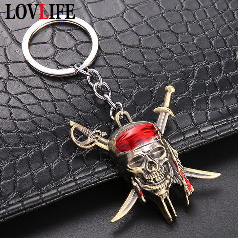 Pirates of the Caribbean Keychains Captain Jack Sparrow Mask Skull Head Keychain Key Ring Fashion Key Holder for Movie Fans Gift ► Photo 1/6