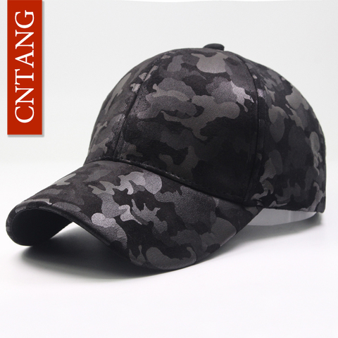 CNTANG Leather Suede PU Camouflage Baseball Cap Men Fashion Spring Hat Snapback Hip Hop Unisex Caps Adjustable Brand Casual Hats ► Photo 1/6