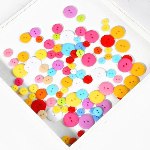 9/10/11/12/15/20mm Plastic Resin Random Colors Sewing Buttons 50/100Pcs Round Two Holes Button Clothing Crafts Accessories ► Photo 1/6
