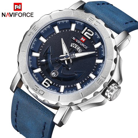 2022 New Top Luxury Brand Naviforce Leather Strap Sports Watches Men Quartz Clock Sports Military Wrist Watch Relogio masculino ► Photo 1/6