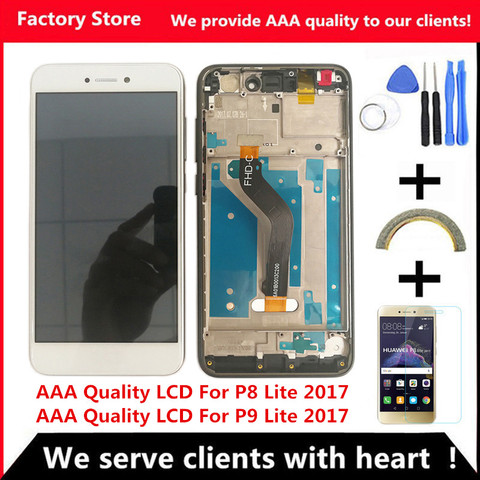 AAA Quality LCD+Frame For HUAWEI P8 Lite 2017 Lcd Display Screen Replacement For Huawei P9 Lite 2017 LCD SCreen PRA-LA1 PRA-LX1 ► Photo 1/5