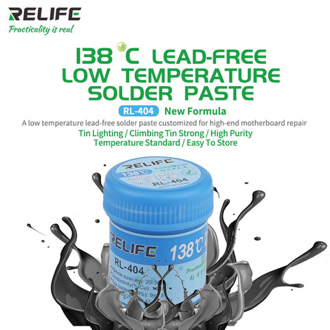 RELIFE RL- 404 138°C low temperature solder paste for IPHONE X XS XSMAX Lead-free tin pulp ► Photo 1/6