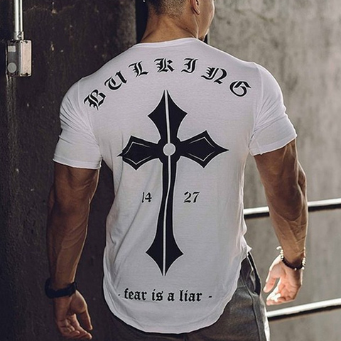 Mens Cotton T-shirt 2022 New Gyms Fitness Workout t shirt Man Summer Casual Fashion Creativity Print Tees Tops Brand Clothing ► Photo 1/6