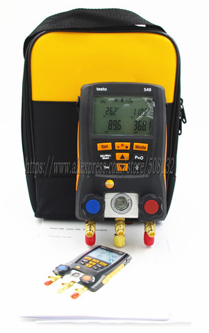 TESTO 549 Digital Manifold Gauge Meter 2 Valves HVAC 0560 0550+TESTO Clamp probe 0613 5505 (NTC)+SOFT CASE  ► Photo 1/1