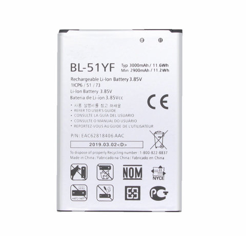 1x 3000mAh Replacement Battery for LG G4 BL-51YF H815 H811 H810 VS986 VS999 US991 LS991 F500 G Stylo F500 F500S F500L F500K ► Photo 1/6