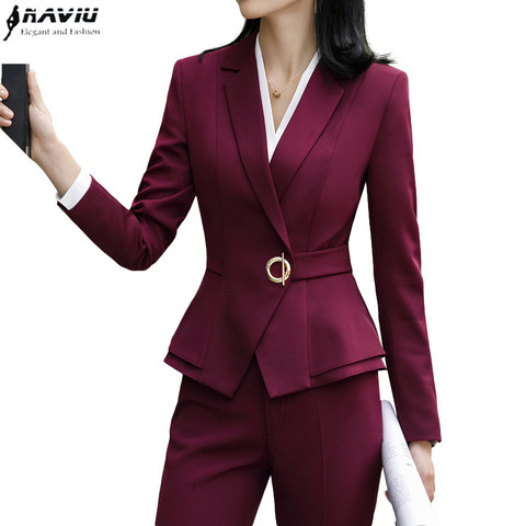 High quality winter suit for women two pieces set formal long sleeve slim blazer and trousers office ladies plus size work wear ► Photo 1/6