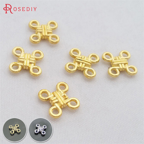 (29158)50PCS 11x11MM Gold Color Plated Zinc Alloy Chinese Knot Connect Charms Diy Jewelry Findings Accessories Wholesale ► Photo 1/3