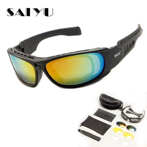 SAIYU Tactical C6 Glasses Military Goggles Bullet-proof Army Sunglasses With 4 Lens Men Shooting Eyewear Motorcycle Gafas ► Photo 1/6