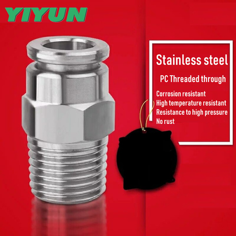 304 Stainless steel Trachea Quick connector High pressure gas mouth Direct docking Pneumatic components PC4-M5 PC4-01 PC6-02 ► Photo 1/5