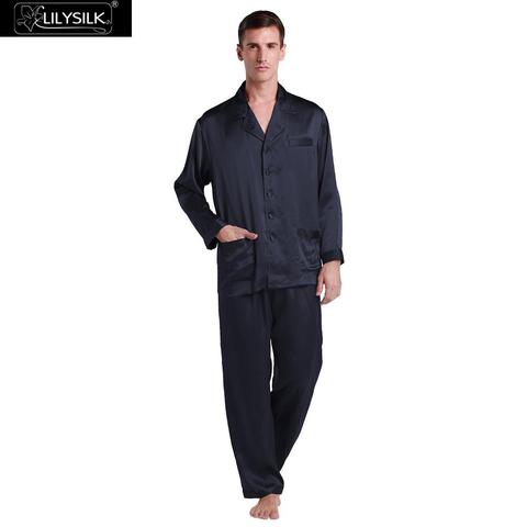 LilySilk 100 Silk Pajamas Set For Men 22 momme Luxury Natural With Contrast Trim Men's Clothing Free Shipping ► Photo 1/1