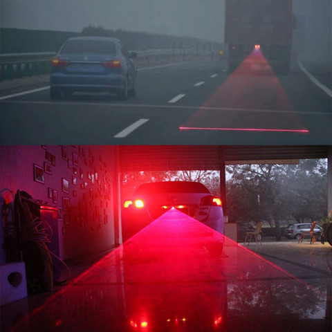 LED Car Motorcycle Laser Fog Light Anti Collision Tail Lamp Auto Moto Braking Parking Signal Warning Lamps Car fog light ► Photo 1/6