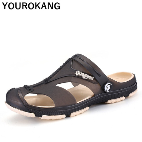 Summer Men's Flip Flops Plastic Male Slippers Flat Clogs Slip-on Garden Shoes Quick Dry Fashion Man Sandals Big Size Beach Shoes ► Photo 1/6