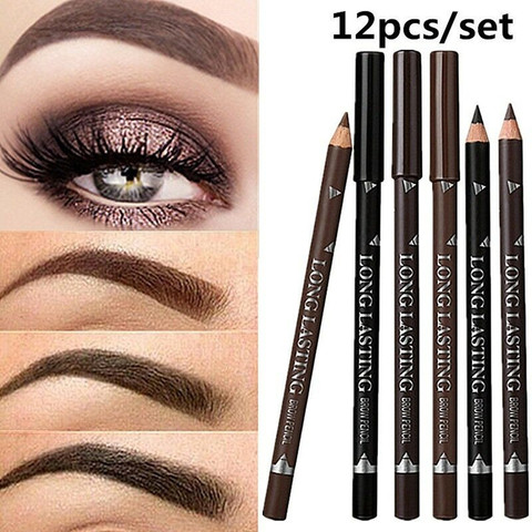 2022 New Hot Sale 12pcs Waterproof Eye Brow Pencil Black Brown Eyebrow Pen Long Lasting Makeup Drop Shipping ► Photo 1/6