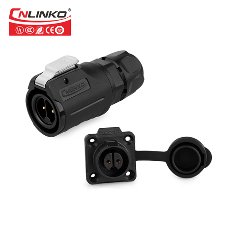 Cnlinko M16 10A 2pin cable circular din connectors male female waterproof IP65 2 Pin connector blind mate power audio connectors ► Photo 1/6