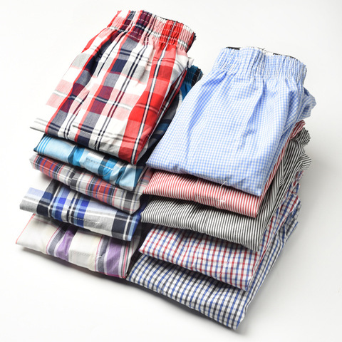 10pcs/lot 6XL Male Underwear Plaid Men Boxers Cotton Loose Woven Boxer Comfortable Family Underpants Man Home Panties Shorts ► Photo 1/6