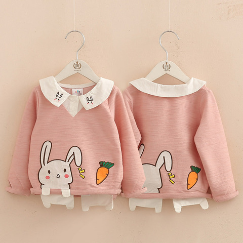 2022 Spring Autumn 2-10 Years Old Children Long Sleeve Cute Patchwork Cartoon Embroidery Baby Kids School Sweatshirts For Girls ► Photo 1/6