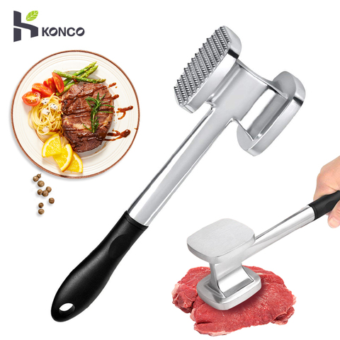 KONCO Stainless Steel Meat Tenderizer & Hammer Heavy Duty Beef Hammer Mallet Tool Chicken Pounder Black Meat Fish Mallet Tool ► Photo 1/6