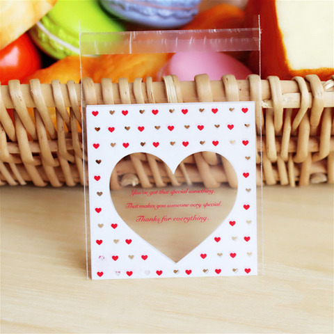 50Pcs/lot Cute Heart Theme Candy Cookie Bags Wedding Birthday Party Candy Buscuit Packaging Bag Christmas Plastic Gift Bags ► Photo 1/6
