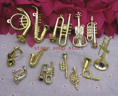 3-24pcs Plastic Gold Plated Mini Instruments Pendant Christmas Tree Hanging Ornament Diy Decoration Craft Small Instrument ► Photo 1/6