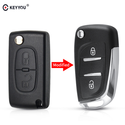 KEYYOU Modified Remote Flip Folding Car Key Shell For Peugeot 107 207 307 307S 306 407 807 Partner VA2/HU83 Blade CE0523 ► Photo 1/6