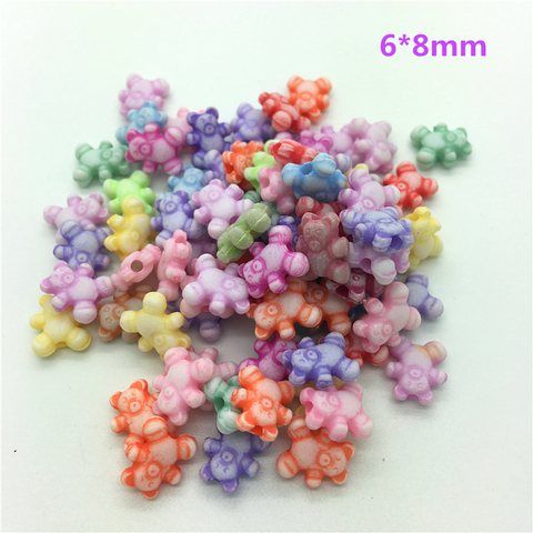 50pcs 6*8mm Bear Mixed Colors Acrylic Perforation Beads DIY Jewelry Making Earrings Necklace Bracelet Accessories #No-39 ► Photo 1/5